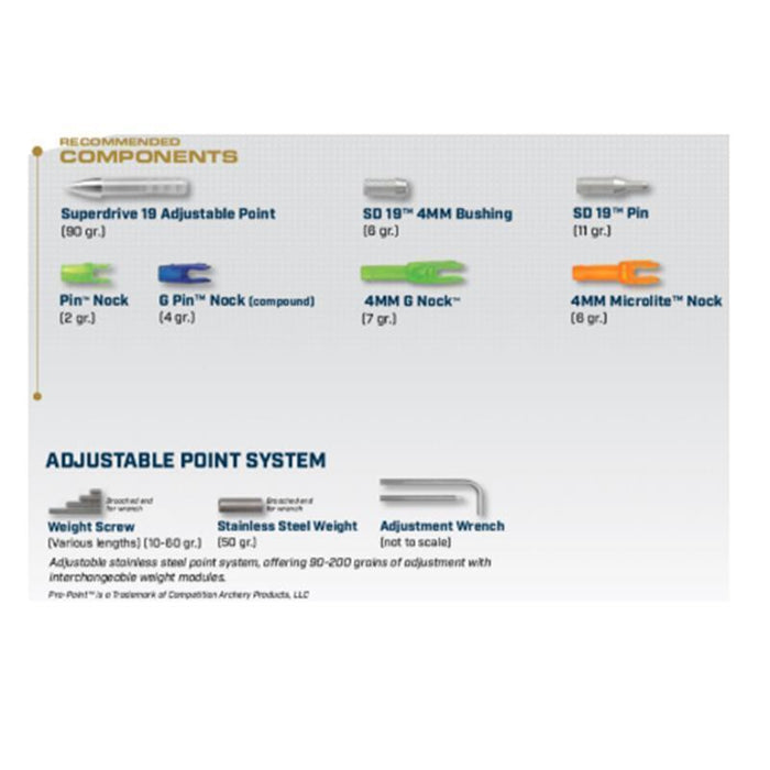 Easton Pfeilschaft Superdrive 19 mit Uni Bushing für G Nock 12-erPack