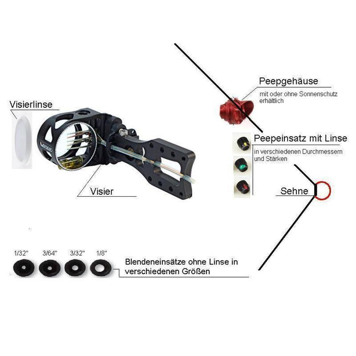 Peep Sight 1/8 zoll Peepgehäuse Super Ball 45 Degree